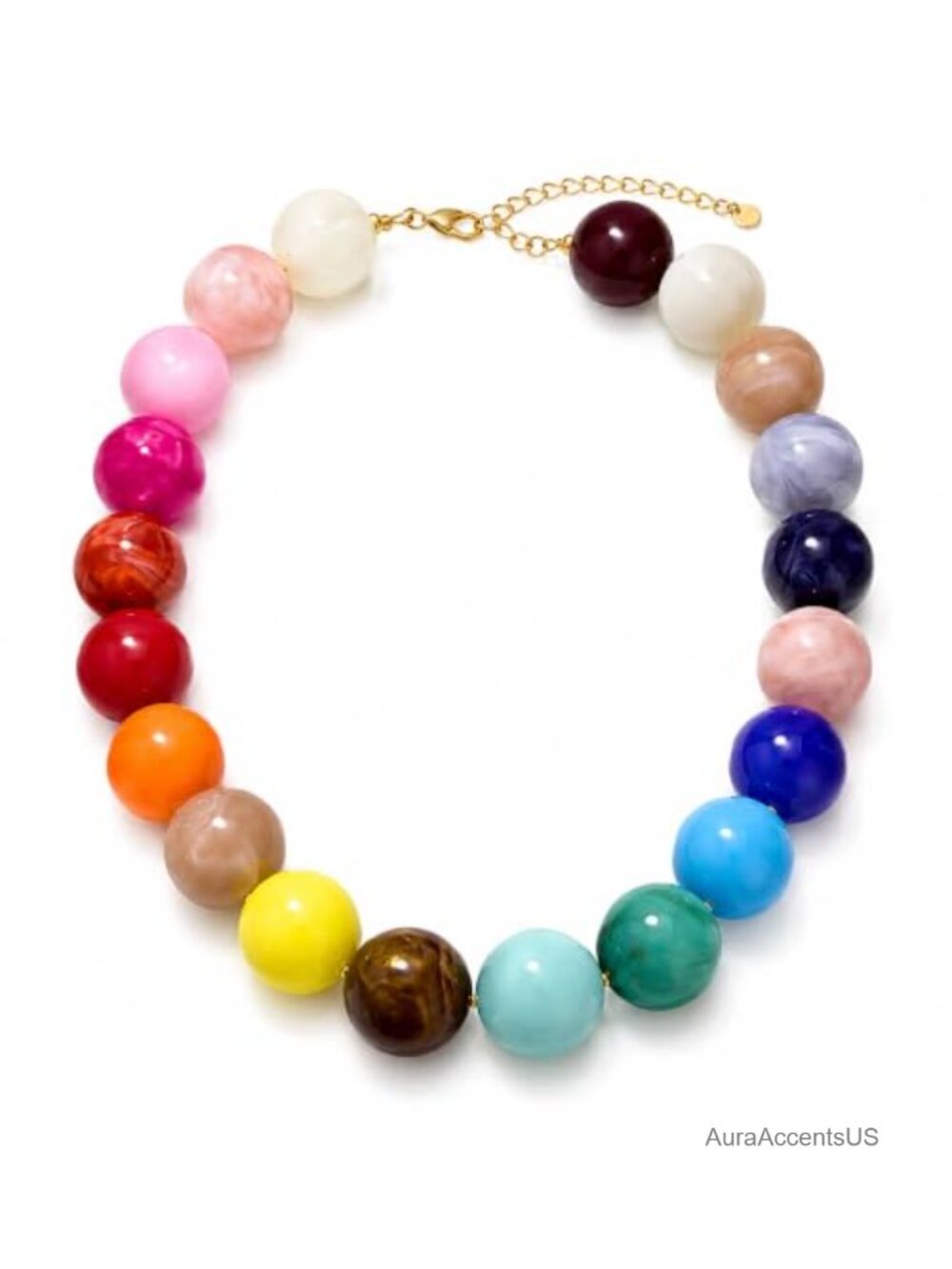 Chunky Beaded Statement Necklace Resin Beads Adjustable Chain Gift